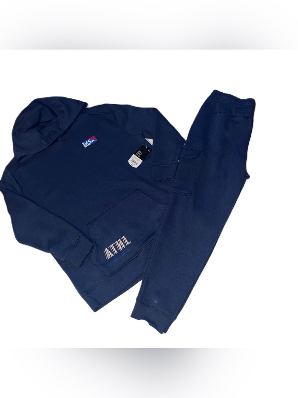 Xersion Navy Blue 🇺🇸 USA 🇺🇸 Kids Matching Hoodie & Jogger Set Boys M 10-12 Husky